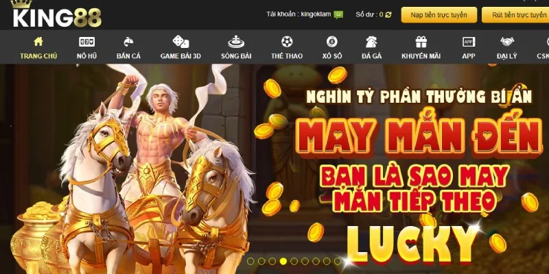 Giao diện của trang chủ nhà cái king88